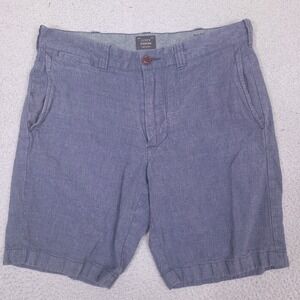 J Crew‎ Shorts Mens 30 Blue Stanton Linen Cotton Blend Chino Flat Front Casual